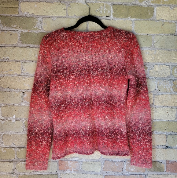 Vintage Talbots 90s Alpaca Mohair Cherry Striped Sweater Womens Size Medium - Picture 4 of 6